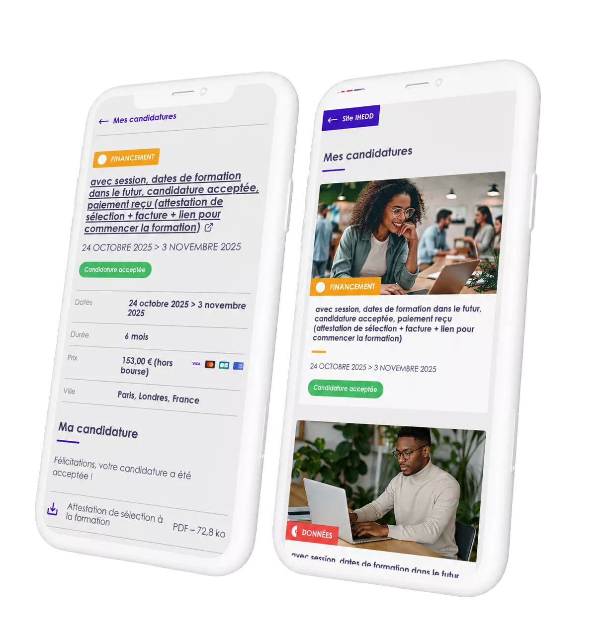 Plateforme de gestion de candidatures et intégration LMS : IHEDD
